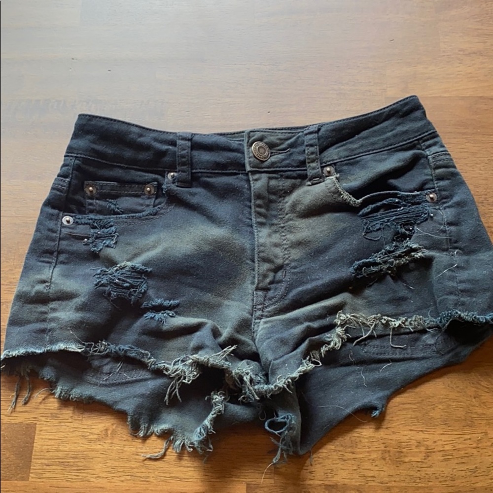 Black jean shorts